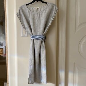 Eileen Fisher Black/White Linen Checkered Dress